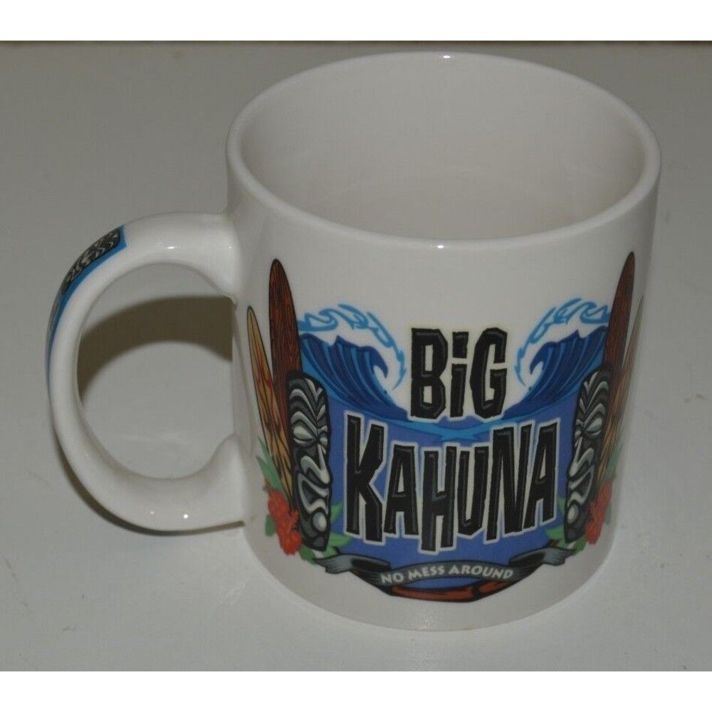 Nice Large High End SURFER Big Kahuna HAWAII Ceramic Coffee Mug MASKS Minty